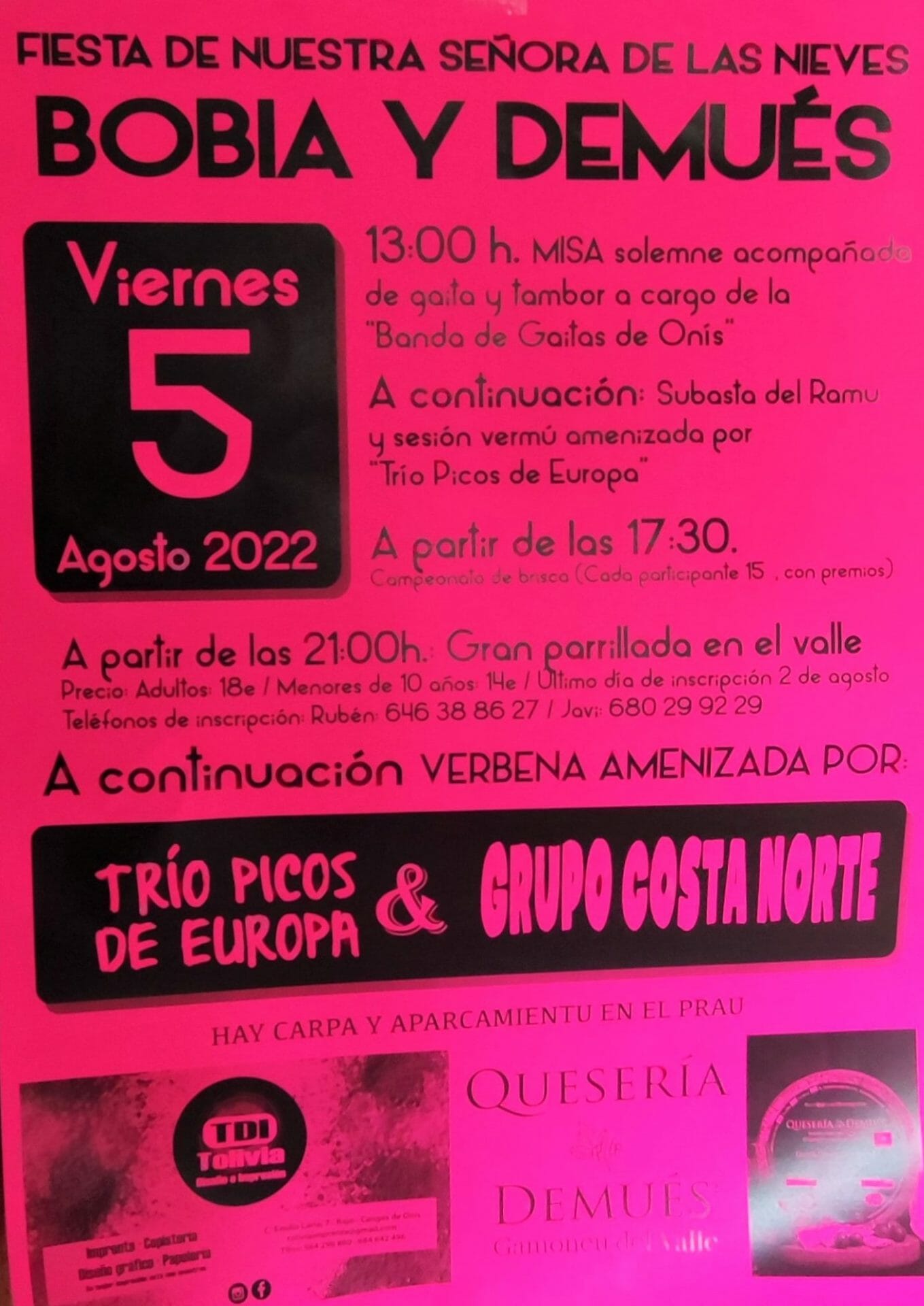 Cartel Fiestas Las Nieves Bobia y Demues 2022