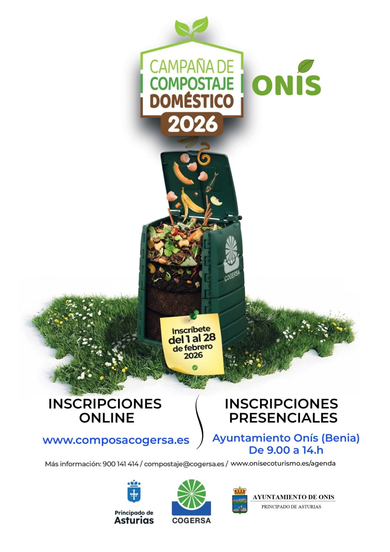 Cartel compostaje domestico inscripciones grande