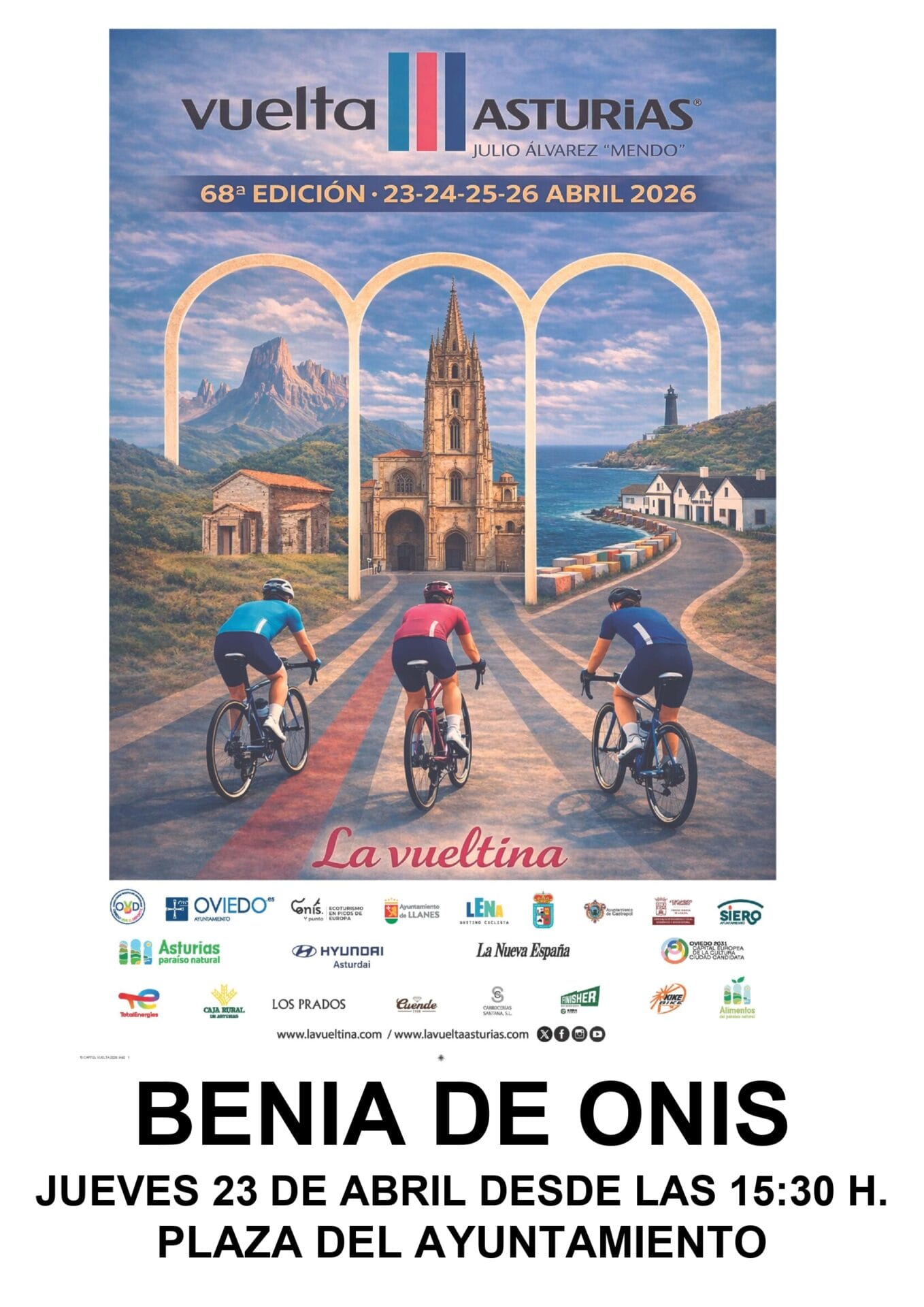 Cartel Vuelta Ciclista Asturias 2026 a su paso por Benia de Onís