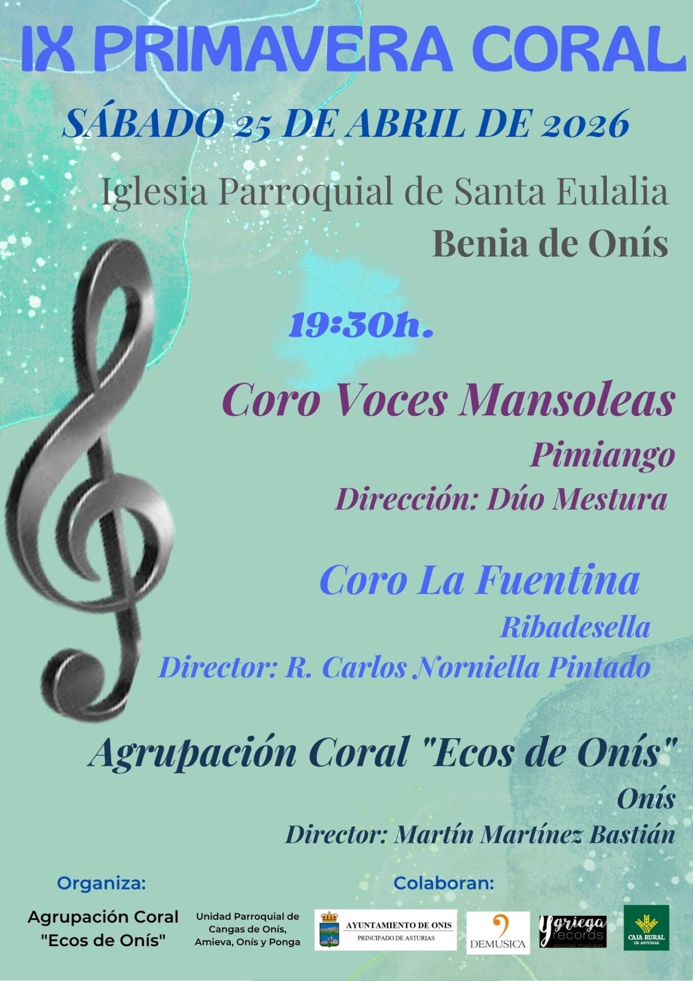 Cartel actuaciones corales Benia de Onís