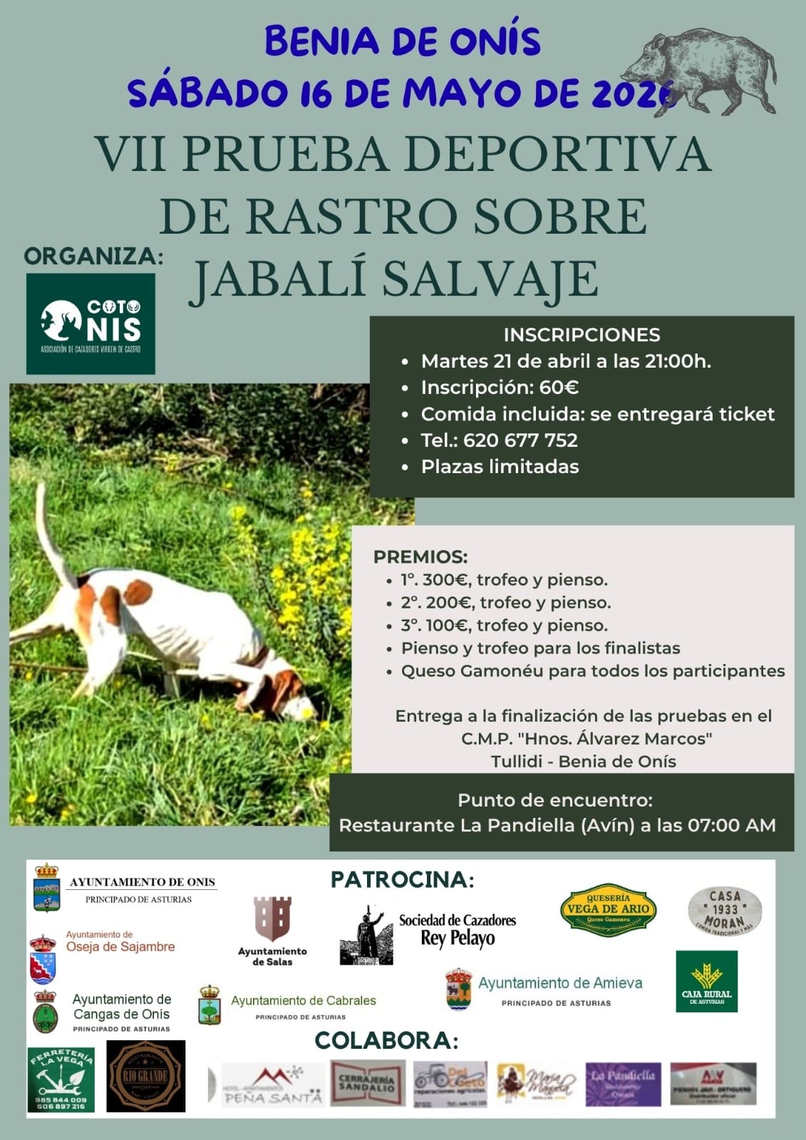 Cartel prueba de rastro jabali Benia de Onís