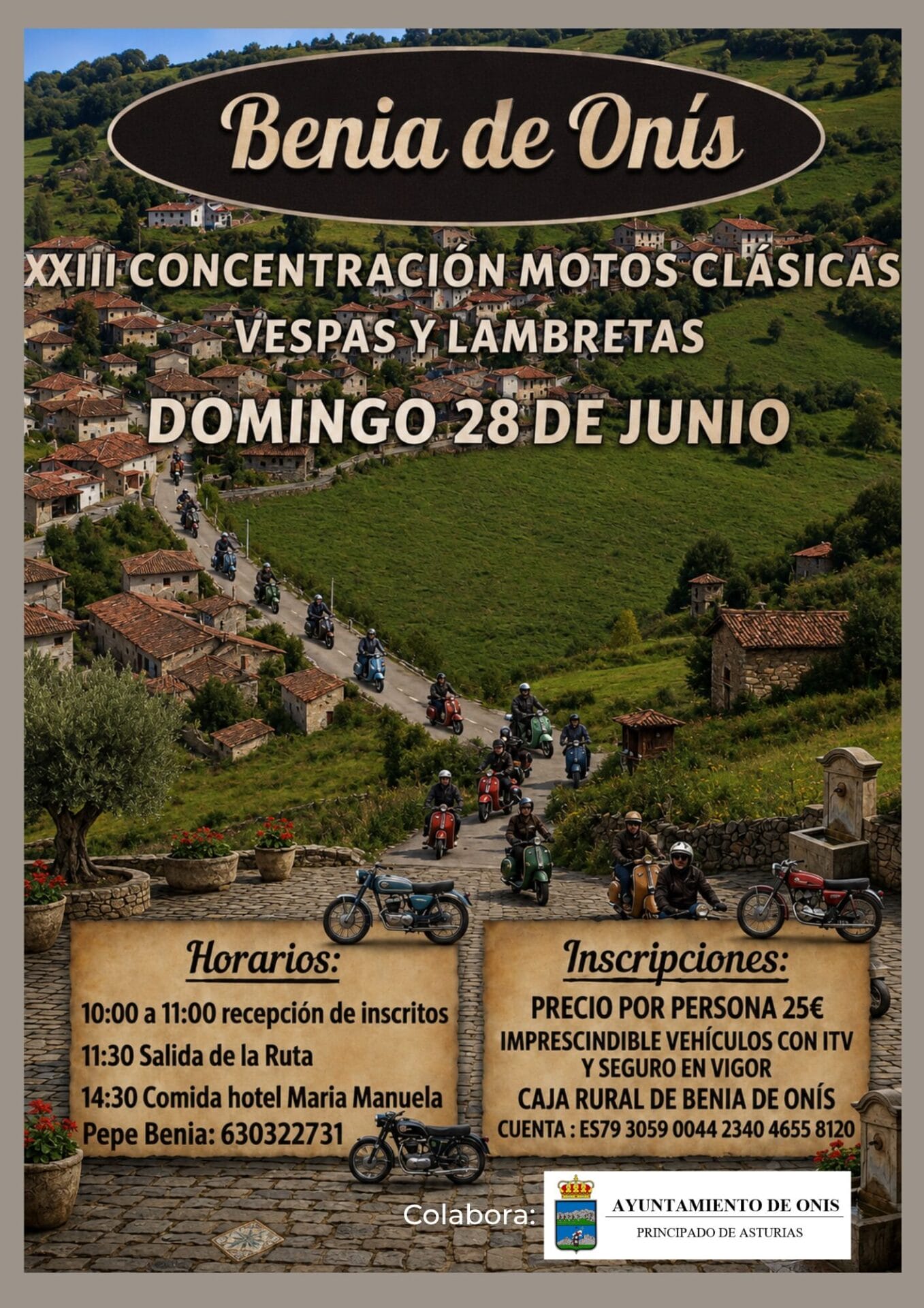 Cartel XXIII Concentración de Motos Clásicas en Benia de Onís 2026