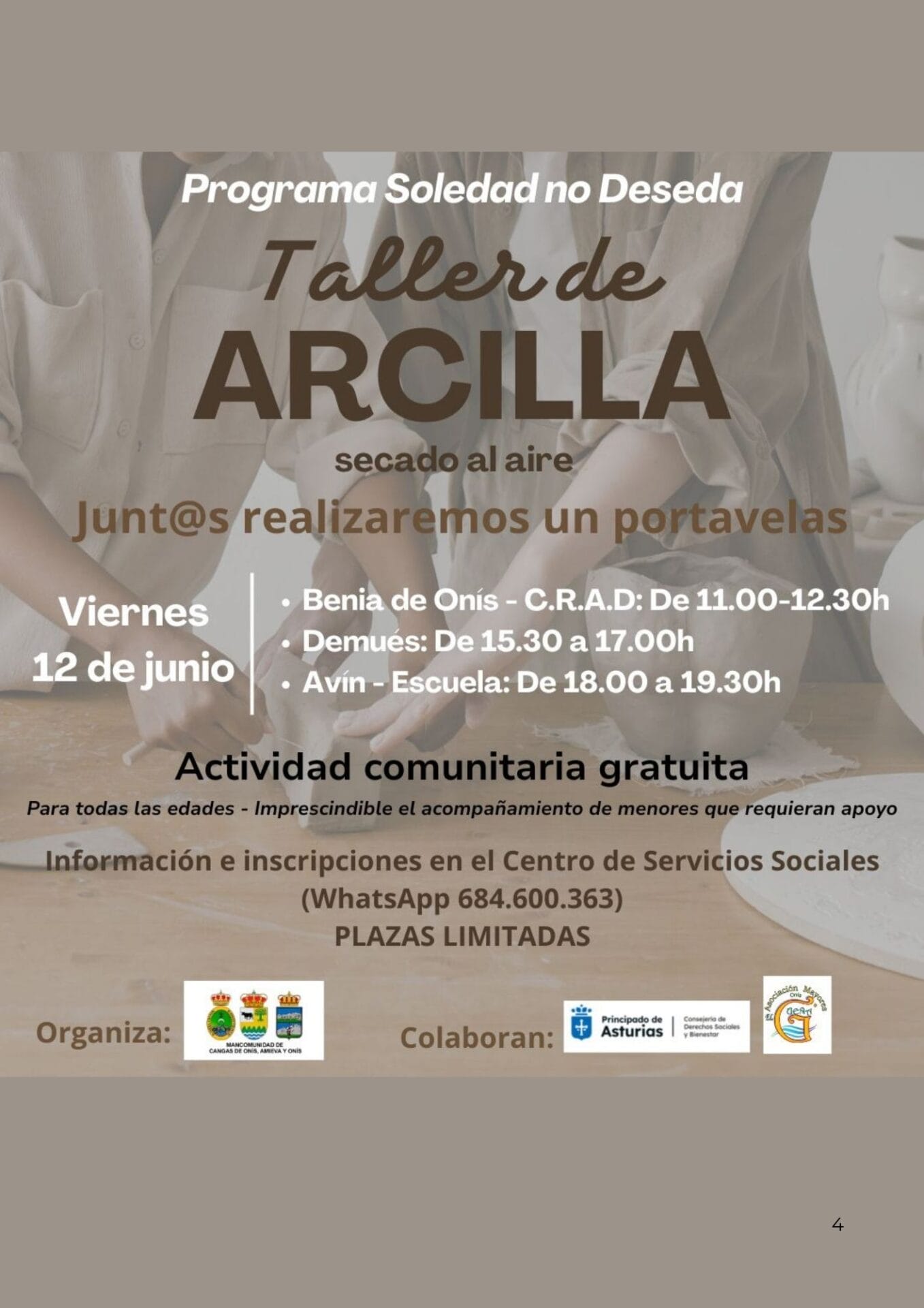 Cartel taller de arcilla soledad no deseada