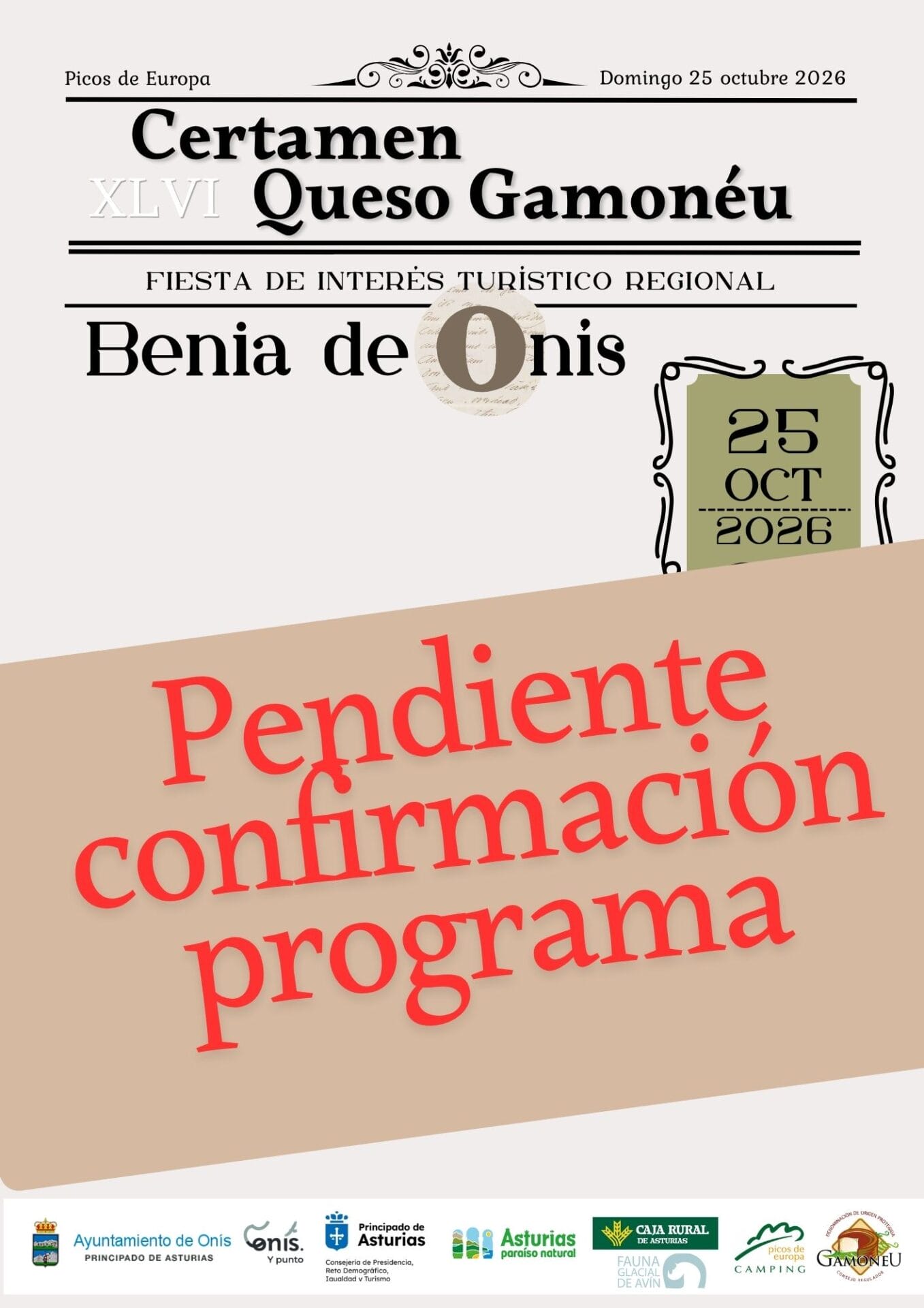 CARTEL queso 2026 Pendiente confirmacion programa