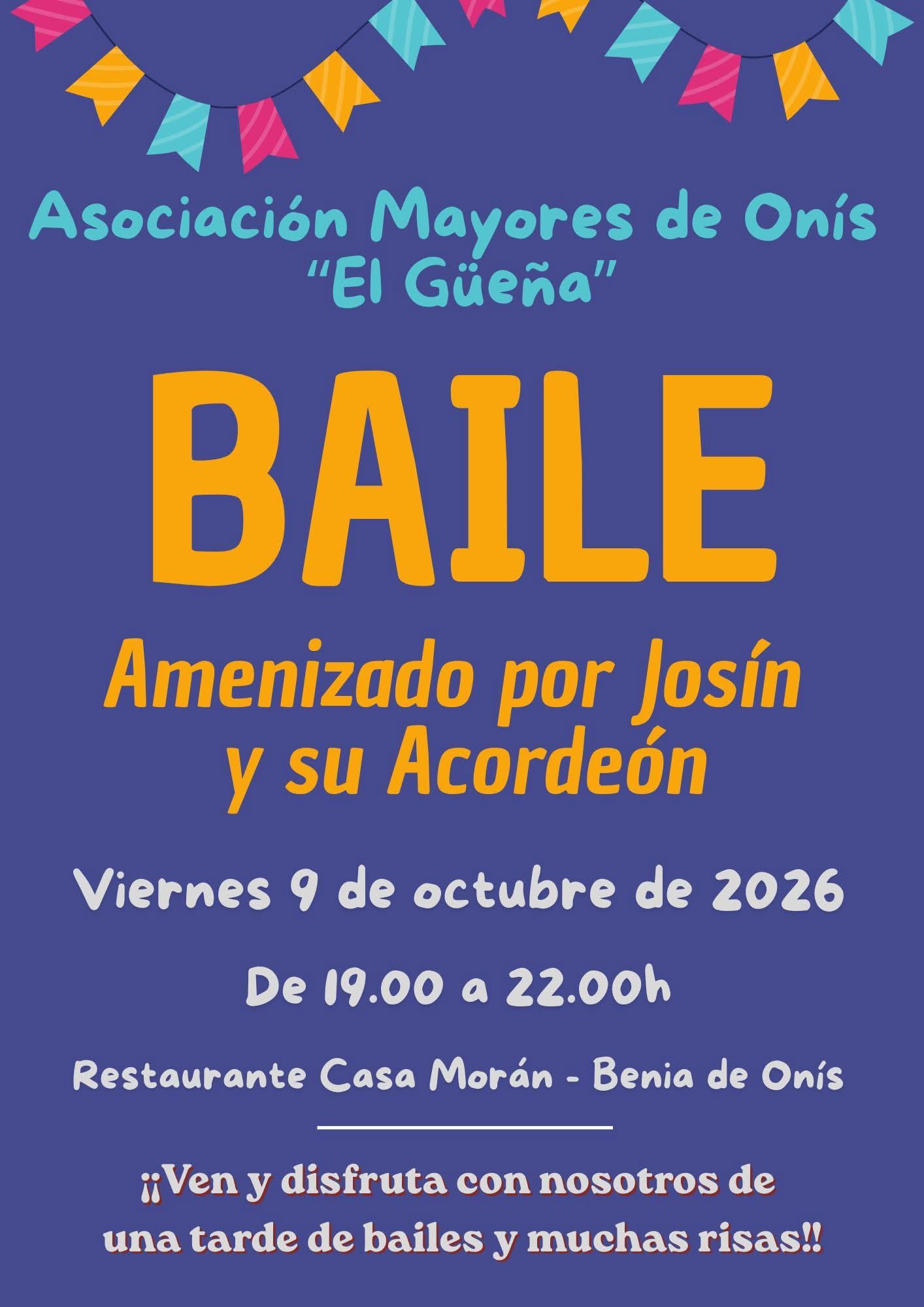 Cartel Baile con Josín y su Acordeón en Casa Moran