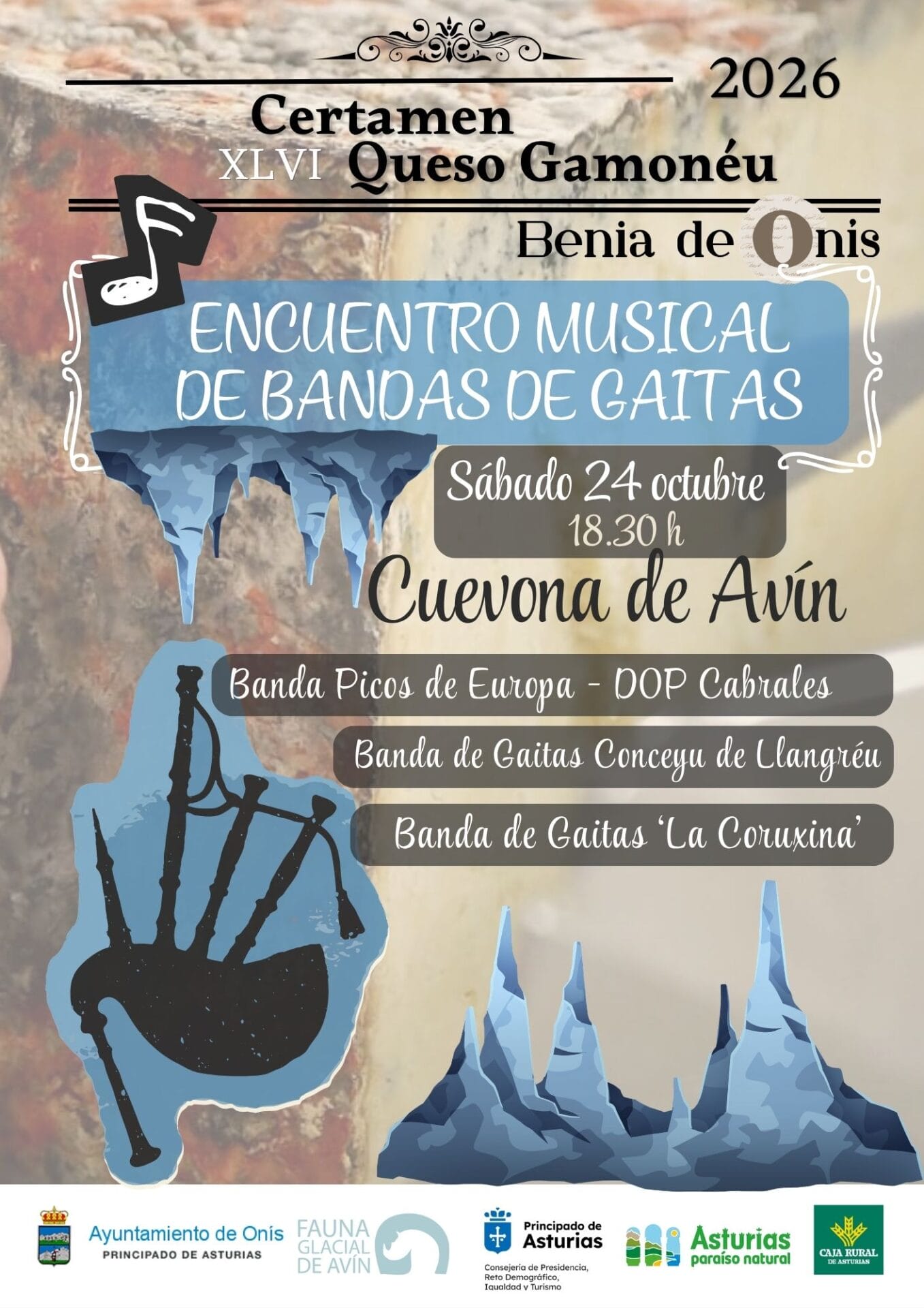 Cartel Encuentro Banda de Gaitas Cuevona de Avín